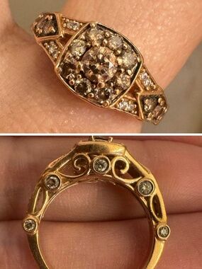 Levian rare 1.00ctw solid 14k rose gold champagne/white diamond ring $2300